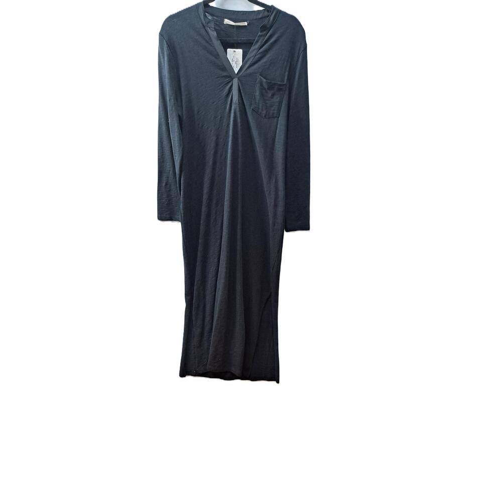Peruvian Connection Essaquira Women's Black V-Neck 100% Cotton Maxi Dress Large